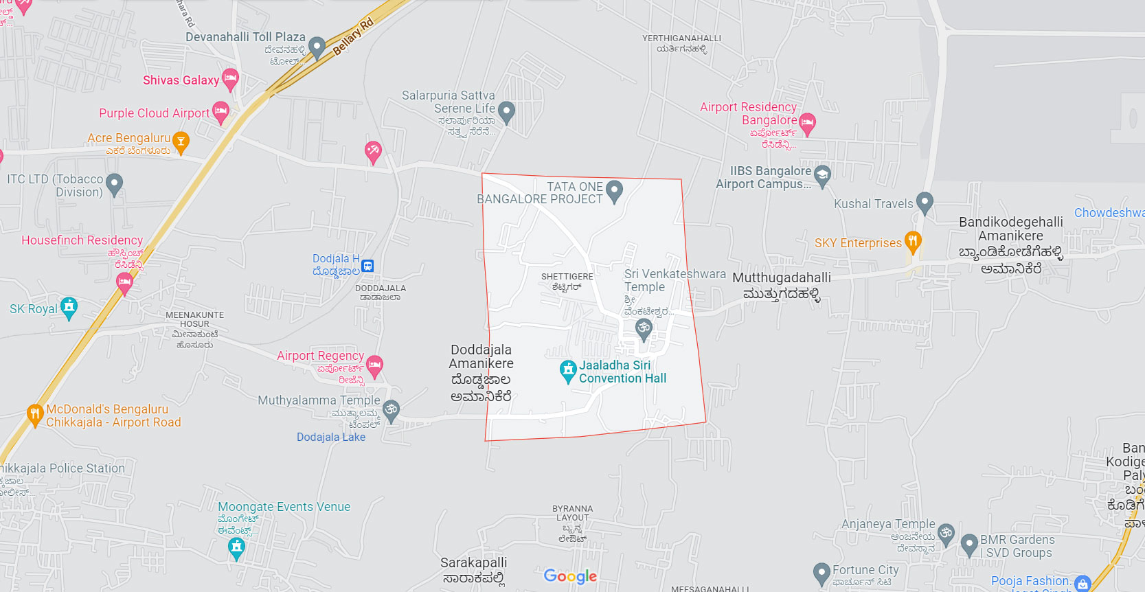Birla Commercial Shettigere Doddajala Location Map